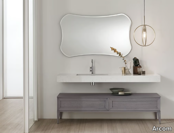 OPERA - COMPOSITION 01 - Wall-mounted wooden vanity unit with mirror _ Arcom