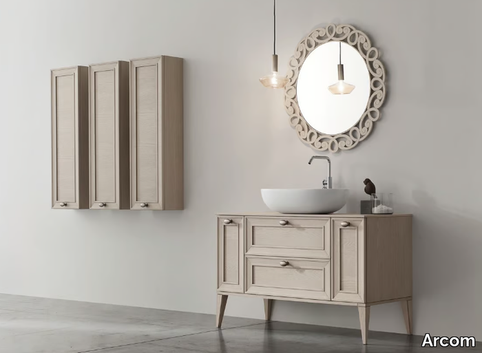 OPERA - COMPOSITION 07 - Wall-mounted wooden vanity unit with mirror _ Arcom