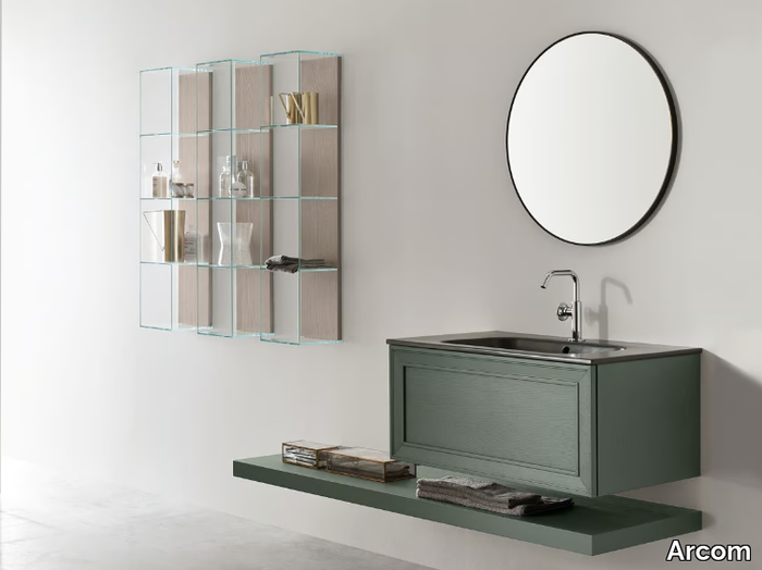 OPERA - COMPOSITION 11 - Wall-mounted wooden vanity unit with mirror _ Arcom