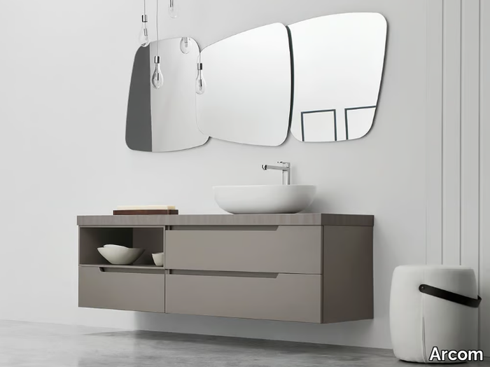 GOLD - COMPOSITION 10 - Sectional wall-mounted wooden vanity unit _ Arcom