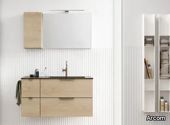 POLLOCK - COMPOSIZIONE 83 - Wooden vanity unit with mirror _ Arcom