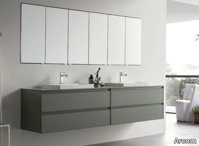 SHAPE - COMPOSITION 12 - Wall-mounted wooden vanity unit with drawers _ Arcom