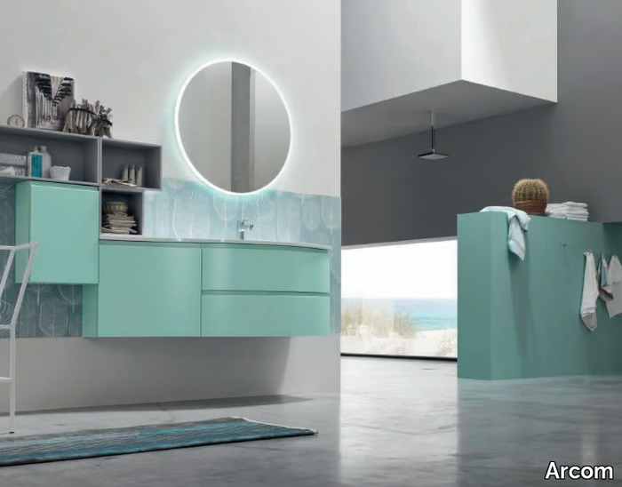 SOUL - COMPOSITION 11 - Lacquered single vanity unit with mirror _ Arcom