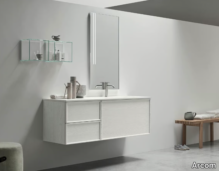 VANITY - COMPOSITION 10A - Wall-mounted wooden vanity unit with drawers _ Arcom