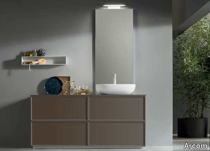 VANITY - COMPOSITION 13 - Wall-mounted wooden vanity unit with drawers _ Arcom