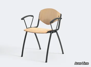 OMNIA CONTRACT - Stackable chair with armrests _ Ares Line