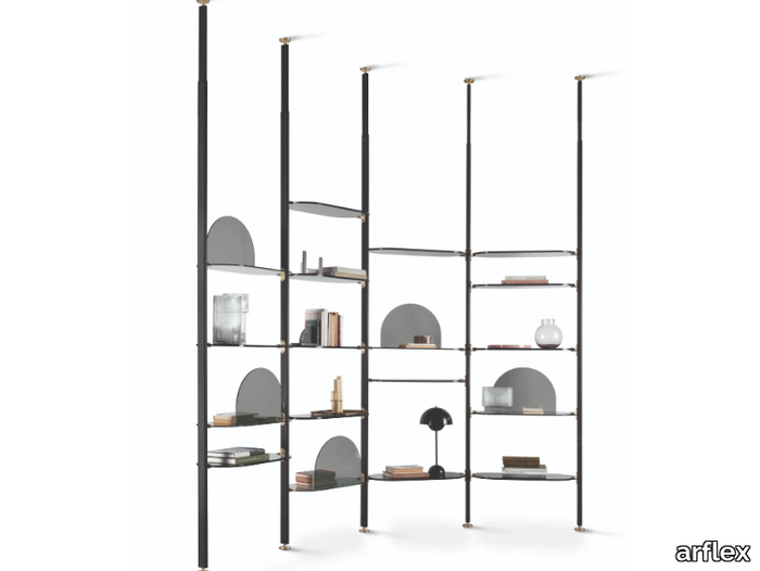 ALBA - Open floor-ceiling mounted divider bookcase _ arflex