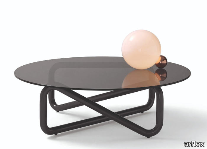 INFINITY - Round glass and steel coffee table _ arflex