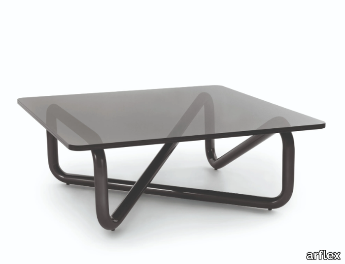 INFINITY - Square glass and steel coffee table _ arflex