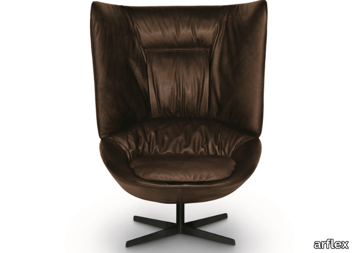 LADLE HIGH - Leather armchair with 4-spoke base high-back _ arflex