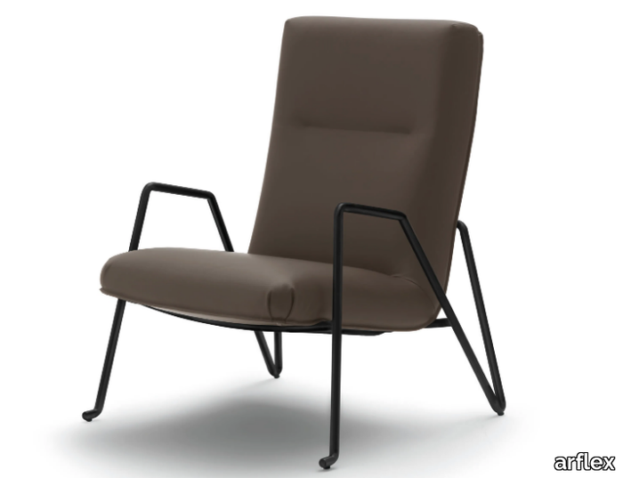 SOLICE - Leather armchair with armrests _ arflex