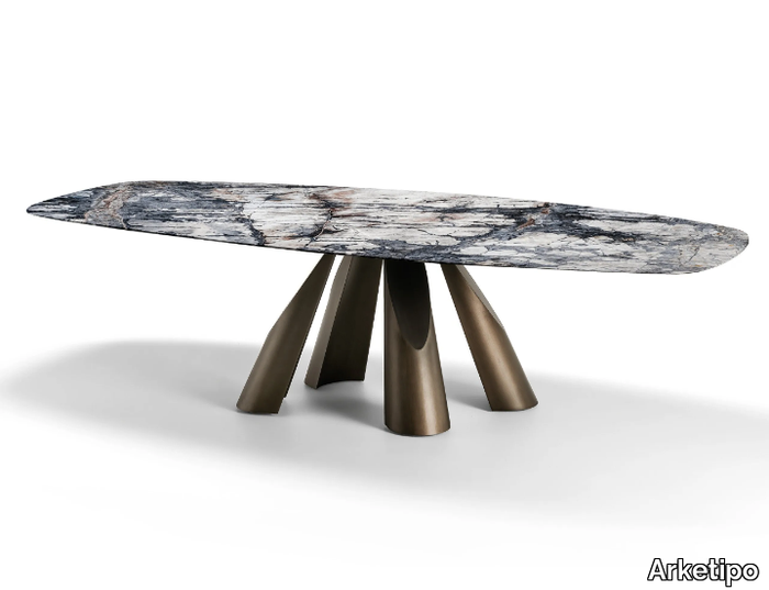 PRINCE - Rectangular Dark Emperador marble and metal table _ Arketipo