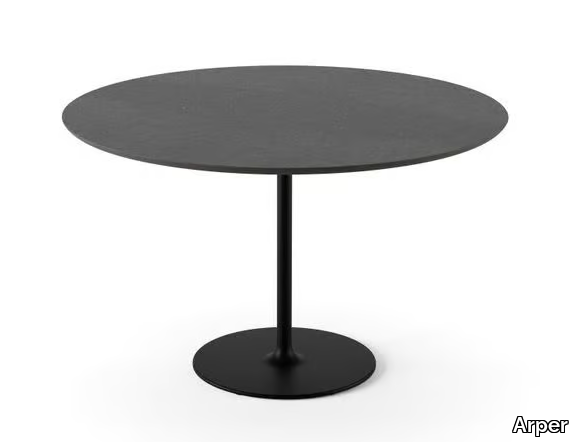 DIZZIE - Round steel table with HPL top _ Arper