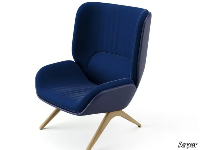 LEPAL - Fabric and leather armchair _ Arper