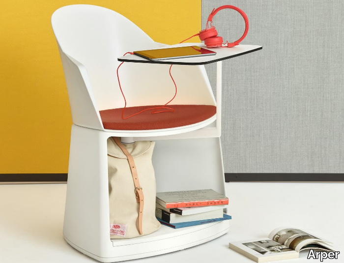 CILA GO - Chair with armrests with storage space with castors _ Arper