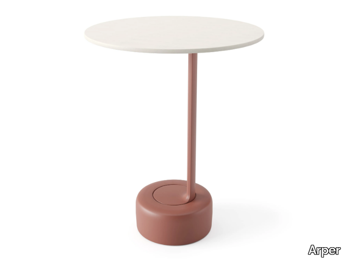 OELL - Round metal and porcelain stoneware coffee table _ Arper