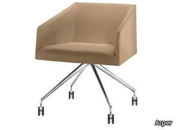 SAARI - With 4-spoke base chair with castors with armrests _ Arper