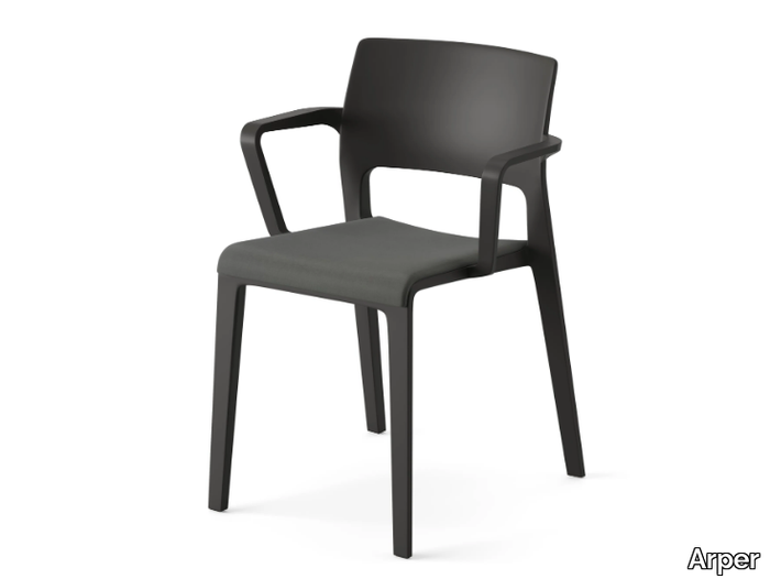 JUNO 02 - Polypropylene garden chair with integrated cushion _ Arper