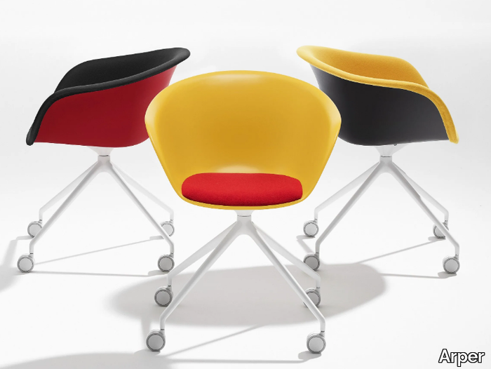 DUNA 02 - Trestle-based polypropylene chair with castors _ Arper