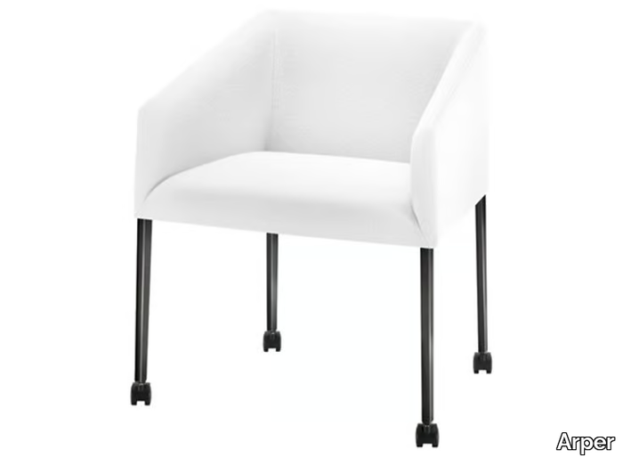 SAARI - Upholstered chair with castors _ Arper