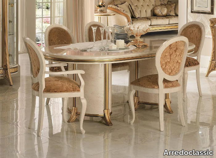 MELODIA - Classic style oval wooden dining table _ Arredoclassic