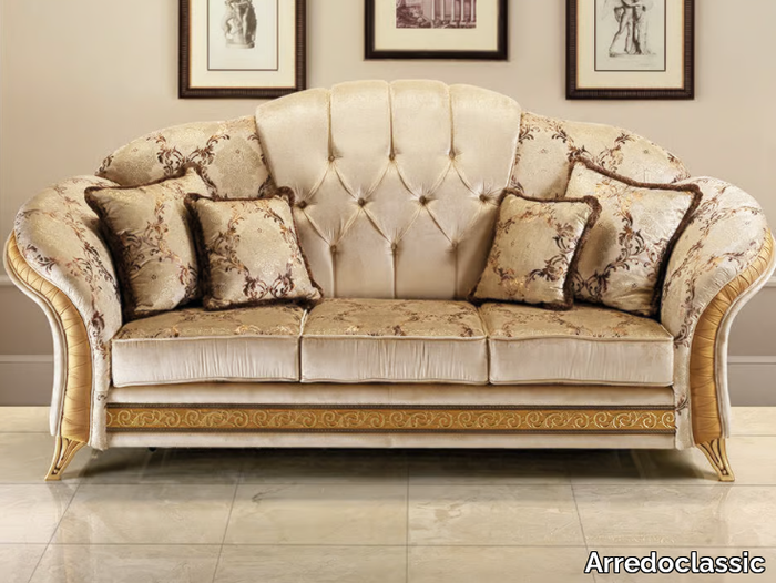 MELODIA - Classic style 3 seater tufted fabric sofa _ Arredoclassic