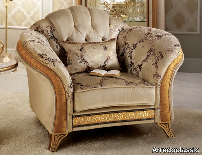 MELODIA - Classic style upholstered tufted fabric armchair with armrests _ Arredoclassic