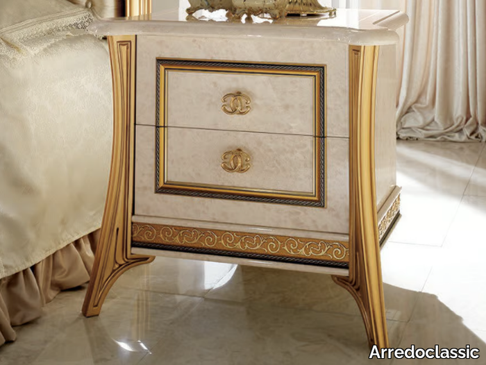 MELODIA - Rectangular wooden bedside table with drawers _ Arredoclassic