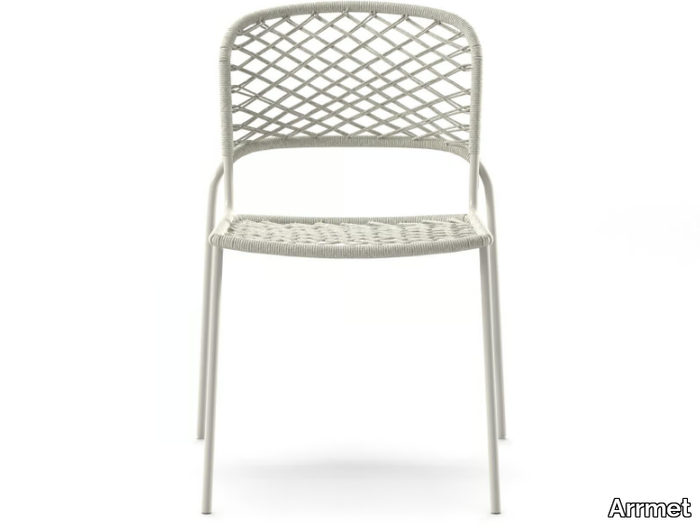 EAU ROUGE - Stackable chair in painted steel and nautical rope _ Arrmet