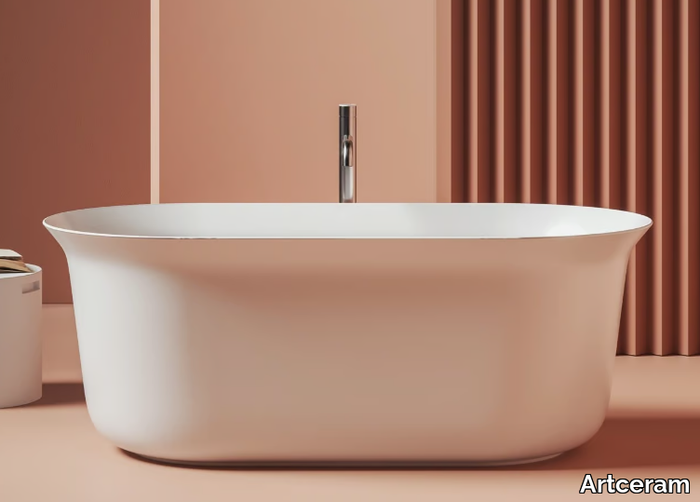 PETITE - Freestanding oval ceramic bathtub _ Artceram