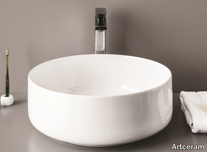 COGNAC - Countertop round ceramic washbasin _ Artceram