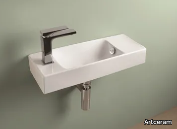 BRICK - Rectangular wall-mounted ceramic handrinse basin _ Artceram