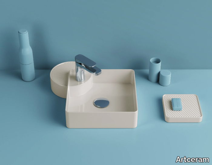 CARTESIO - Countertop square ceramic washbasin _ Artceram