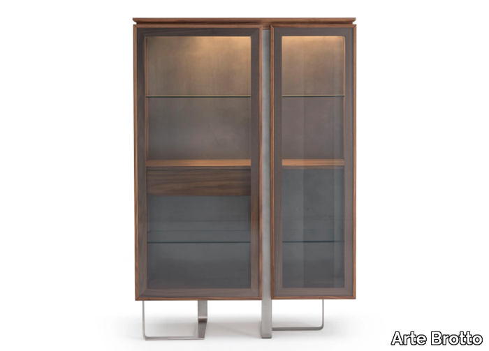 LEONARDO L515 - Sideboard with 2 doors and glass shelves _ Arte Brotto