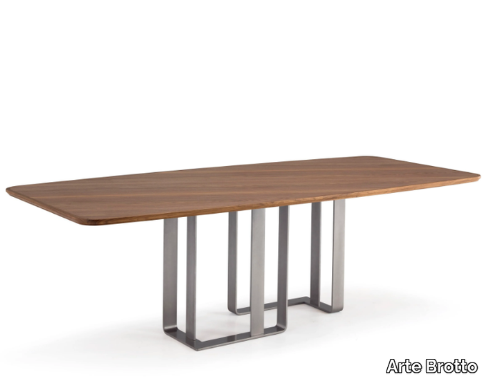 LEONARDO L625/L - Table with wooden top and metal base _ Arte Brotto