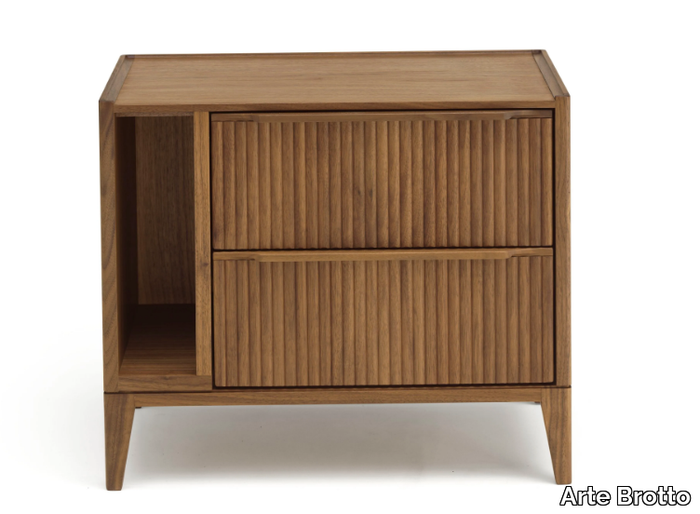 LEONARDO L185 - Walnut bedside table with drawers _ Arte Brotto