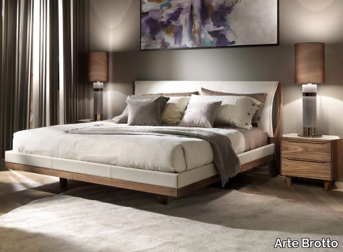 LEONARDO L975 - Double bed with upholstered headboard _ Arte Brotto