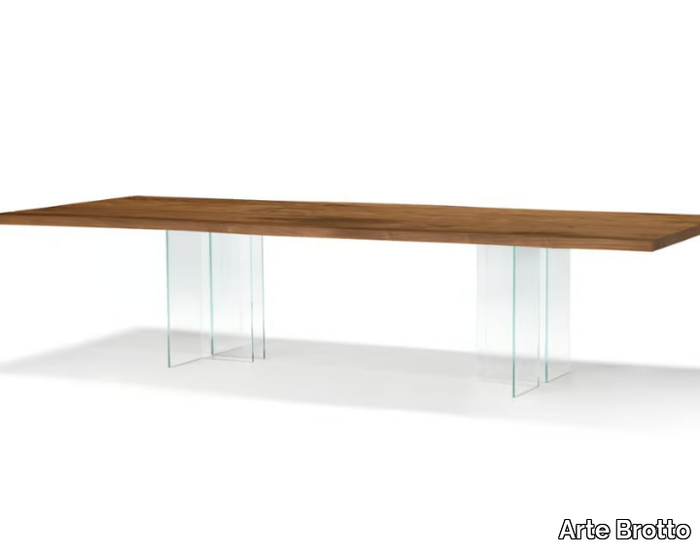 VERO COMPACT - T GLASS - Rectangular solid wood table _ Arte Brotto