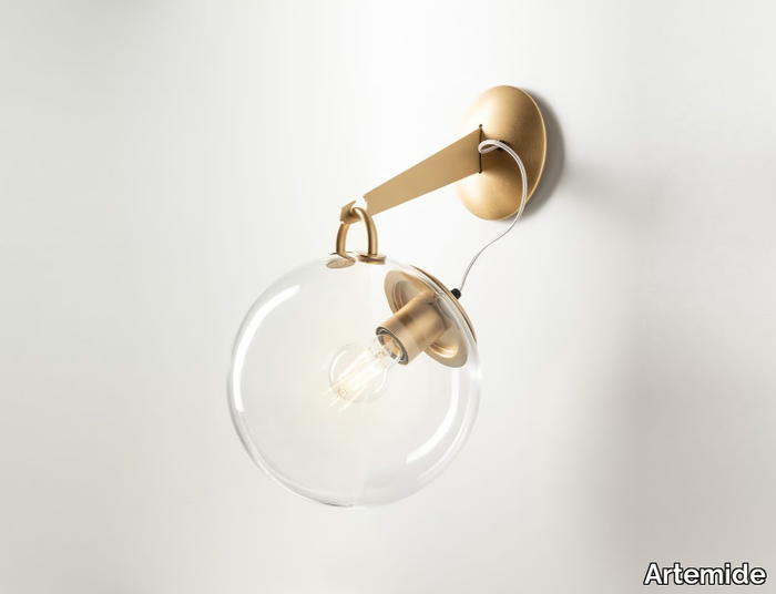 MICONOS - Glass and steel wall lamp with fixed arm _ Artemide