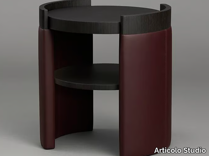 CUFF - Leather side table with shelf _ Articolo Studio