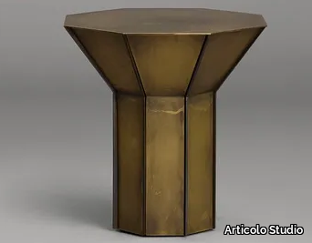 FLARE TALL - Octagonal burnished brass high side table _ Articolo Studio