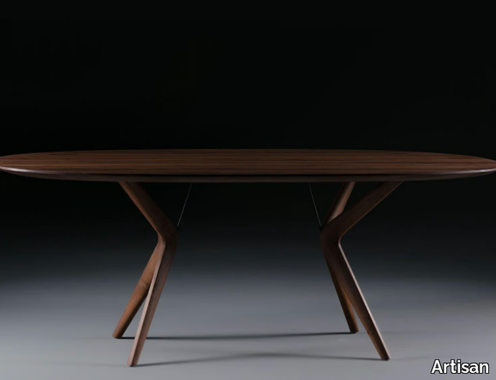 LAKRI - Oval solid wood dining table _ Artisan