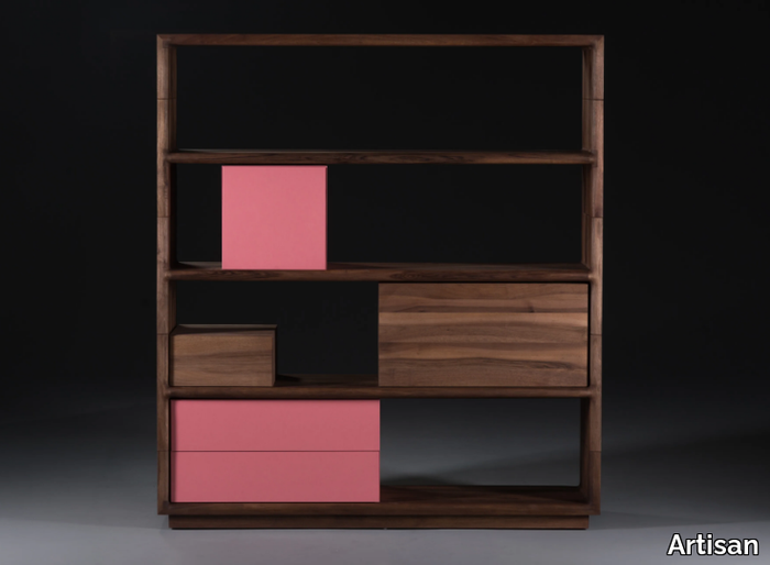 AGILIS - Sectional solid wood bookcase with drawers _ Artisan