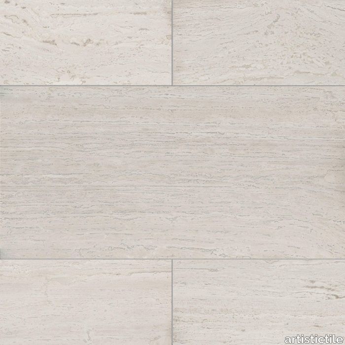 Birch White Travertine Tile Vein Cut Filled Honed 16" x 32" x 3/8" Stone Aris Edge