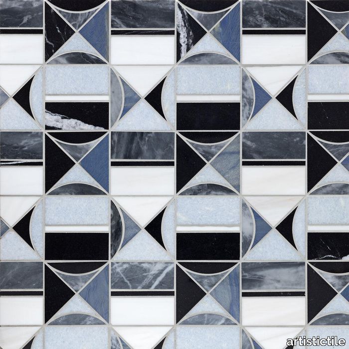 Hidden Circles Vanilla Marble Waterjet Mosaic