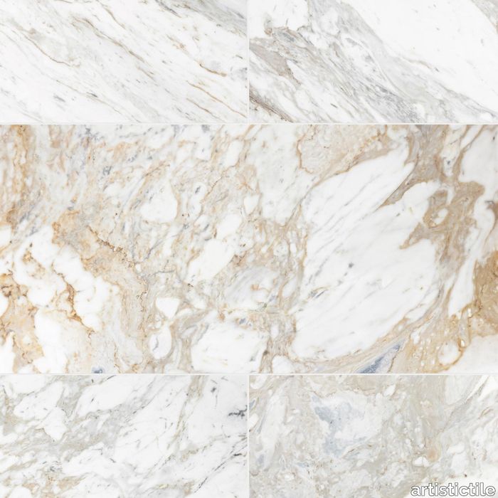 Arabescato D'oro Marble Tile Honed 12" x 24" x 3/8" Stone Aris Edge