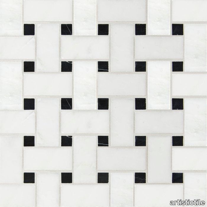 Bianco Carrara w/Bardiglio Marble Mosaic