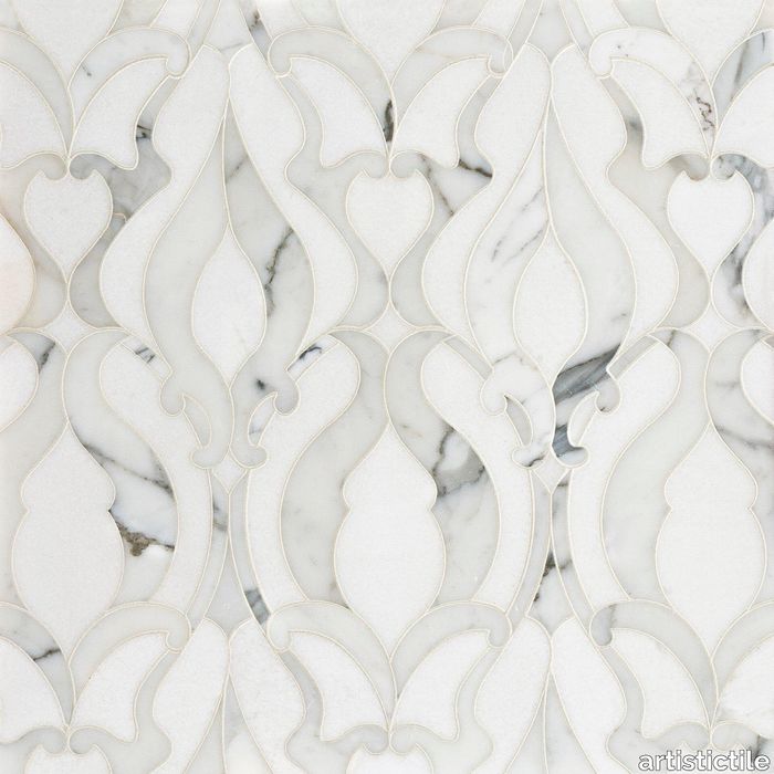 Damask Blanc Waterjet Mosaic Polished Stone