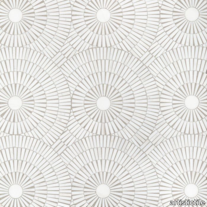 Motor City Circles Bianco Dolomiti Dolomite Mosaic