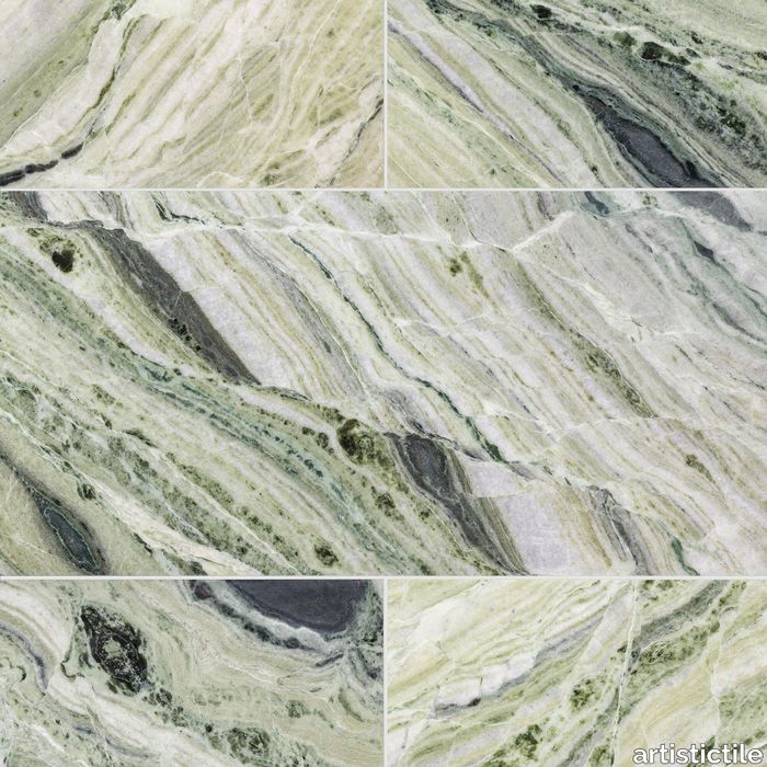 Matcha Verde Marble Tile Honed 12" x 24" x 3/8" Stone Aris Edge